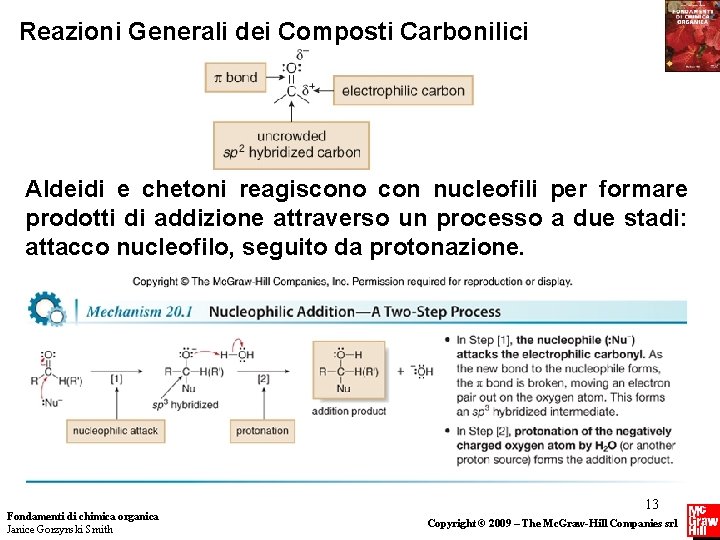 Reazioni Generali dei Composti Carbonilici Aldeidi e chetoni reagiscono con nucleofili per formare prodotti