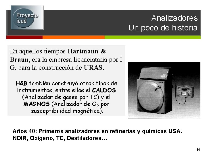 Analizadores Un poco de historia En aquellos tiempos Hartmann & Braun, era la empresa