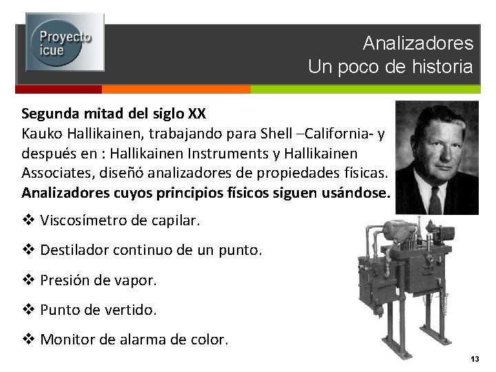 Analizadores Un poco de historia Segunda mitad del siglo XX Kauko Hallikainen, trabajando para