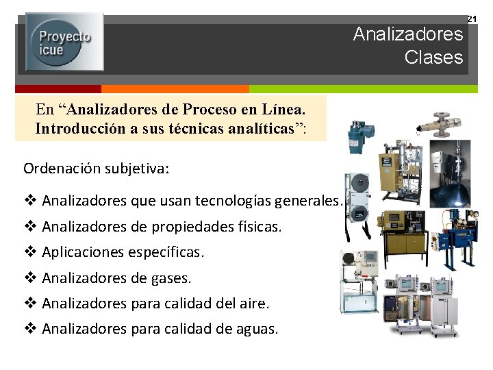Analizadores Clases En “Analizadores de Proceso en Línea. Introducción a sus técnicas analíticas”: Ordenación