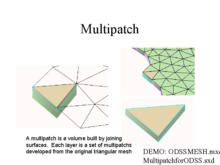 Multipatch A multipatch is a volume built by joining surfaces. Each layer is a