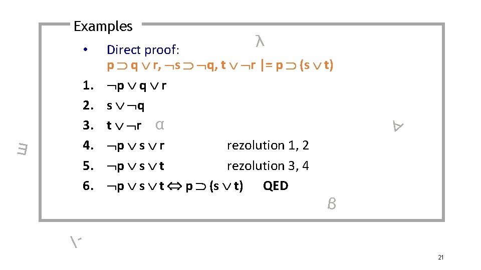 Examples • ∃ 1. 2. 3. 4. 5. 6. λ Direct proof: p q