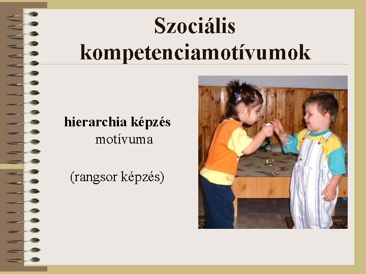 Szociális kompetenciamotívumok hierarchia képzés motívuma (rangsor képzés) 