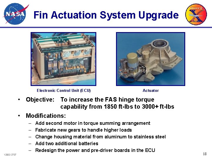 Fin Actuation System Upgrade Electronic Control Unit (ECU) Actuator • Objective: To increase the