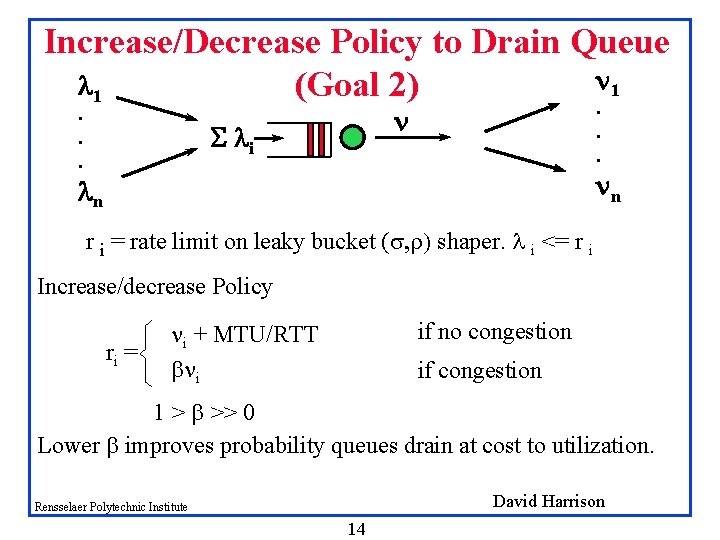 Increase/Decrease Policy to Drain Queue n 1 1 (Goal 2). . . n i