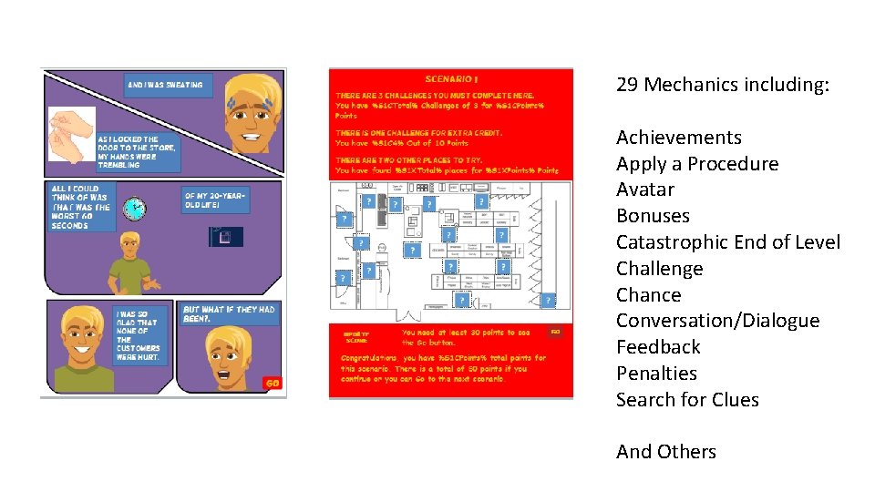 29 Mechanics including: Achievements Apply a Procedure Avatar Bonuses Catastrophic End of Level Challenge