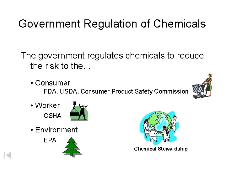 Government Regulation of Chemicals The government regulates chemicals to reduce the risk to the…