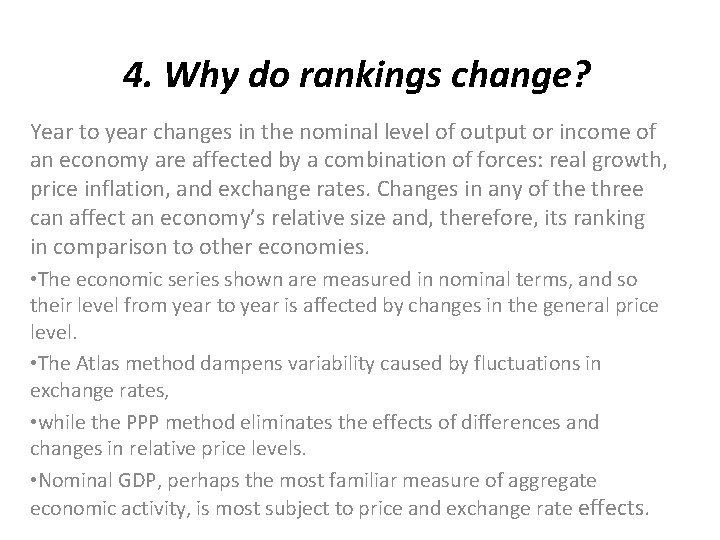 4. Why do rankings change? Year to year changes in the nominal level of