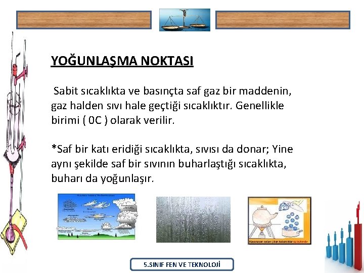 YOĞUNLAŞMA NOKTASI Sabit sıcaklıkta ve basınçta saf gaz bir maddenin, gaz halden sıvı hale