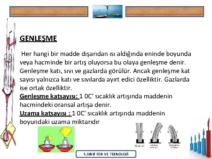 GENLEŞME Her hangi bir madde dışarıdan ısı aldığında eninde boyunda veya hacminde bir artış
