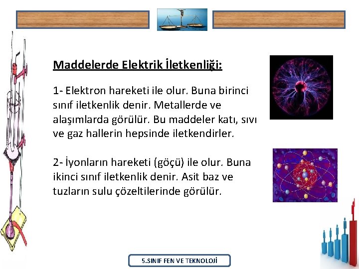 Maddelerde Elektrik İletkenliği: 1 - Elektron hareketi ile olur. Buna birinci sınıf iletkenlik denir.