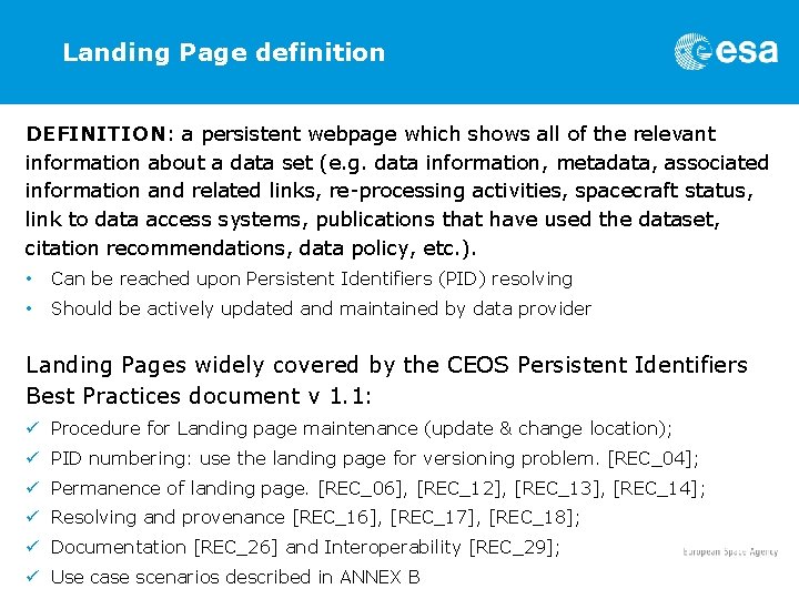 Landing Page definition DEFINITION: a persistent webpage which shows all of the relevant information