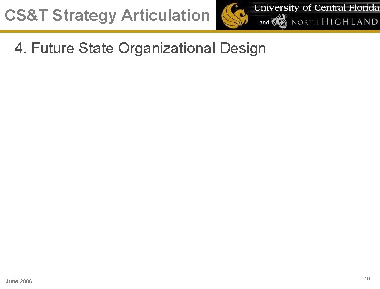 CS&T Strategy Articulation 4. Future State Organizational Design June 2006 16 