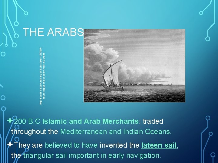 http: //search. eb. com. ezproxy. uhd. edu/eb/art-12539/Alateen-rigged-ship-used-by-Arab-merchants THE ARABS ª 200 B. C Islamic