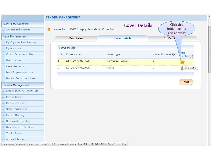 Cover Details Click this folder icon to add content 