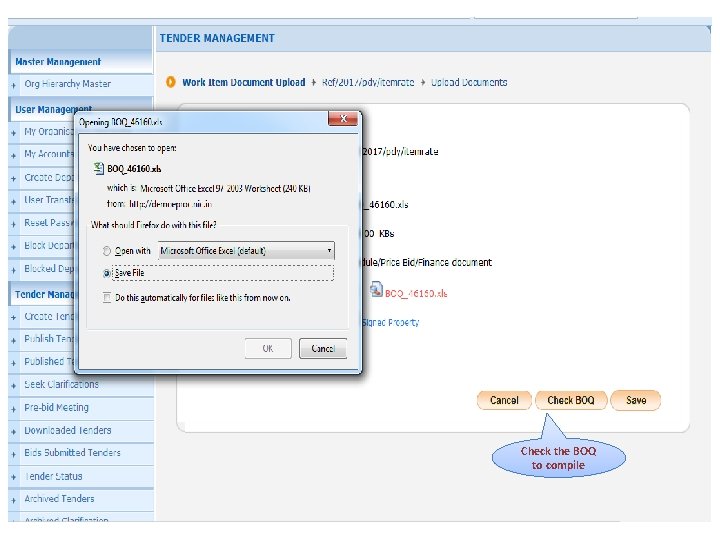 Check the BOQ to compile 