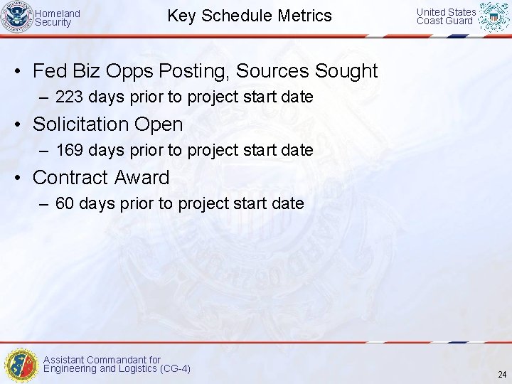 Homeland Security Key Schedule Metrics United States Coast Guard • Fed Biz Opps Posting,