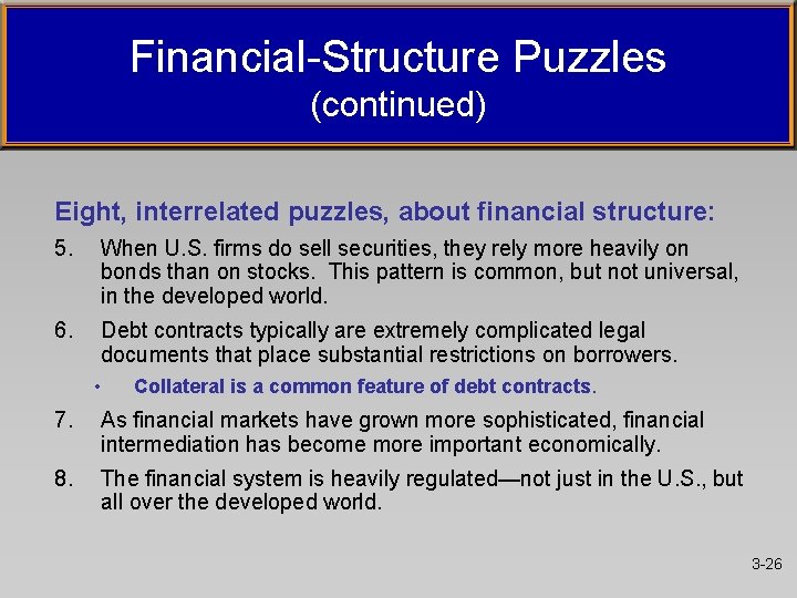 Financial-Structure Puzzles (continued) Eight, interrelated puzzles, about financial structure: 5. When U. S. firms Financial-Structure Puzzles (continued) Eight, interrelated puzzles, about financial structure: 5. When U. S. firms