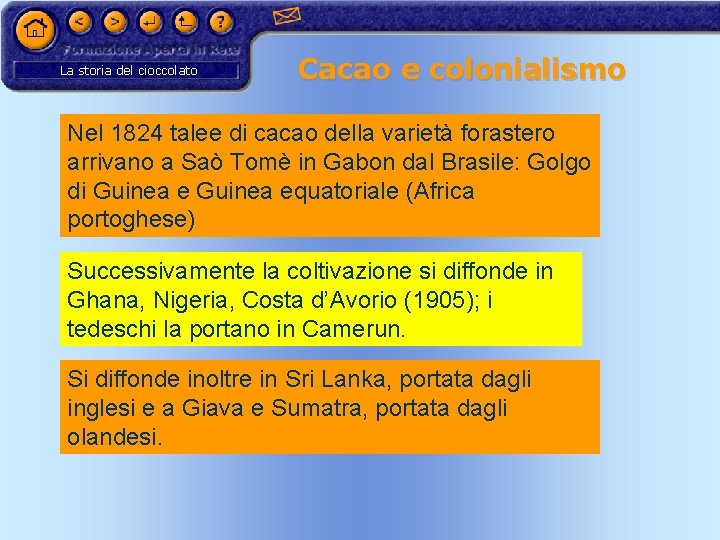 La storia del cioccolato Cacao e colonialismo Nel 1824 talee di cacao della varietà