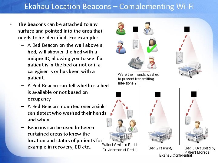 Ekahau Location Beacons – Complementing Wi-Fi • The beacons can be attached to any