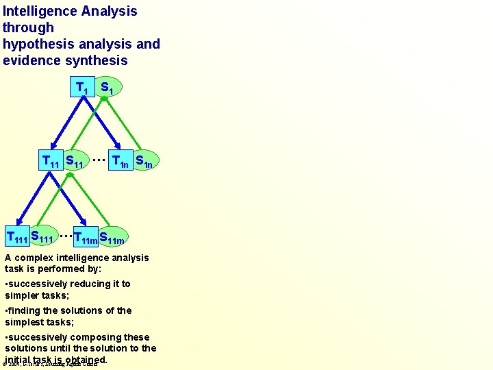 Intelligence Analysis through hypothesis analysis and evidence synthesis T 1 S 1 T 11