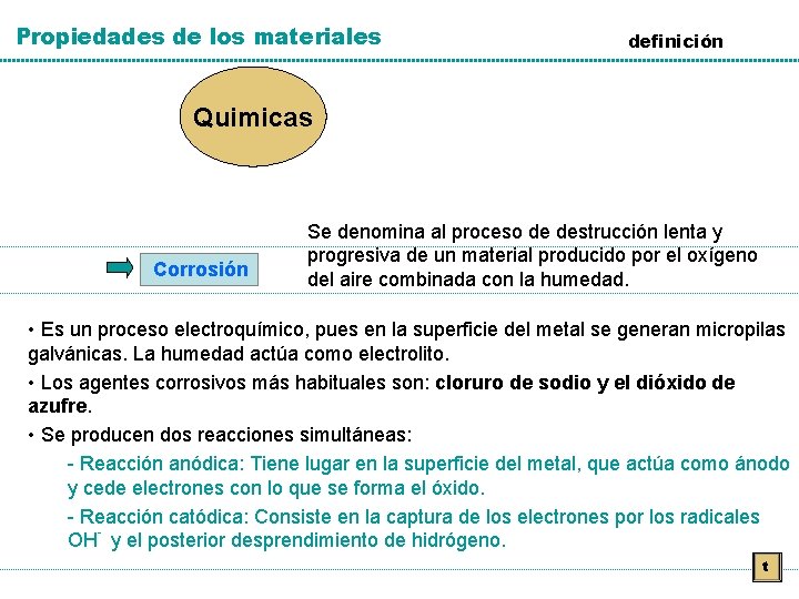 Propiedades de los materiales definición Quimicas Corrosión Se denomina al proceso de destrucción lenta Propiedades de los materiales definición Quimicas Corrosión Se denomina al proceso de destrucción lenta