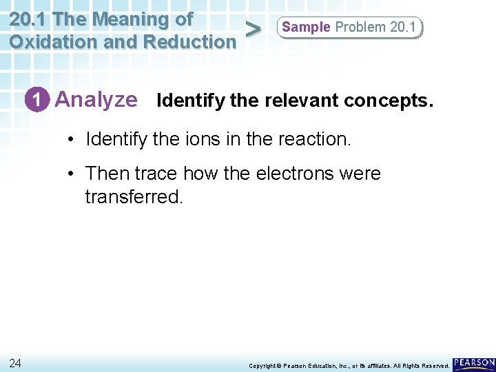 20. 1 The Meaning of Oxidation and Reduction > Sample Problem 20. 1 1