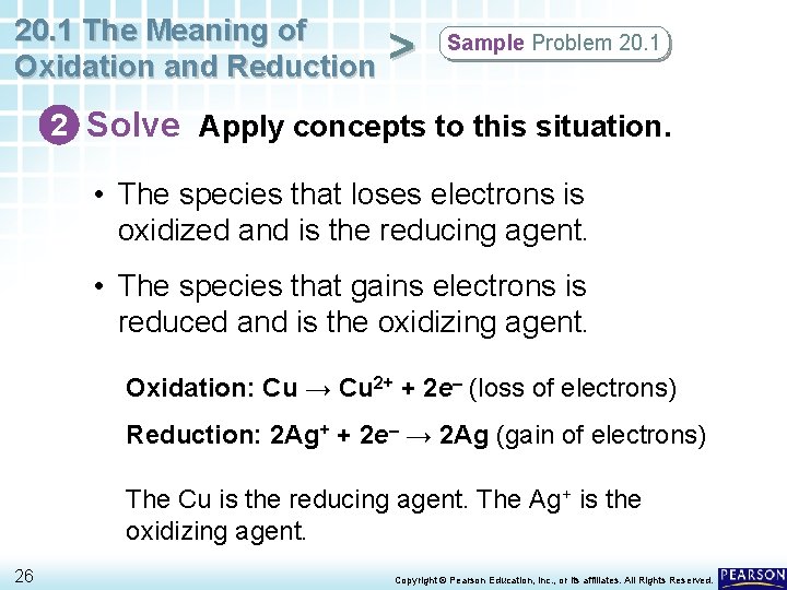 20. 1 The Meaning of Oxidation and Reduction > Sample Problem 20. 1 2
