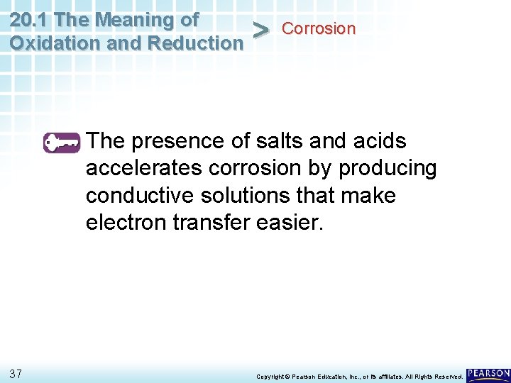 20. 1 The Meaning of Oxidation and Reduction > Corrosion The presence of salts