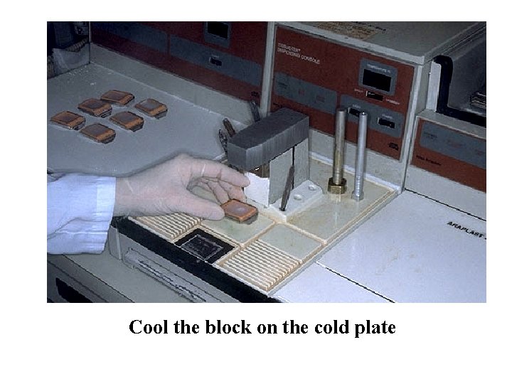 Cool the block on the cold plate Cool the block on the cold plate