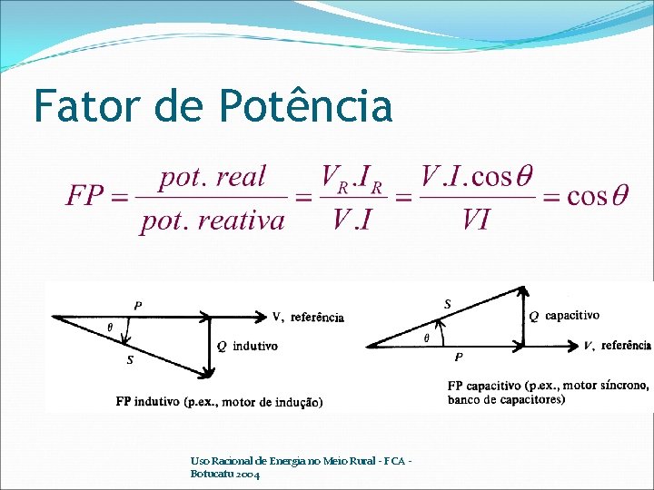 Fator de Potência Uso Racional de Energia no Meio Rural - FCA Botucatu 2004