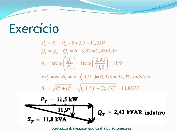 Exercício Uso Racional de Energia no Meio Rural - FCA - Botucatu 2004 