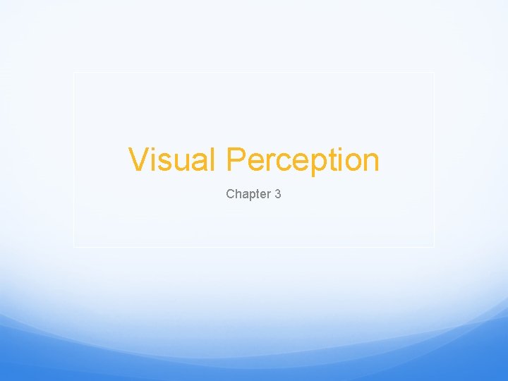 Visual Perception Chapter 3 