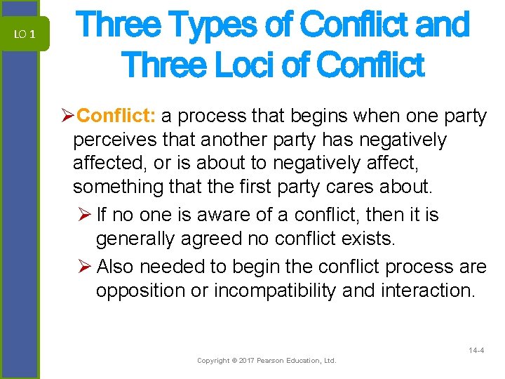 LO 1 Three Types of Conflict and Three Loci of Conflict ØConflict: a process