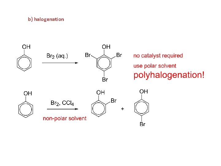 b) halogenation 