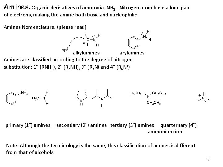 Amines. Organic derivatives of ammonia, NH 3. Nitrogen atom have a lone pair of