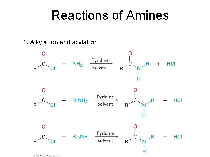 Reactions of Amines 1. Alkylation and acylation 