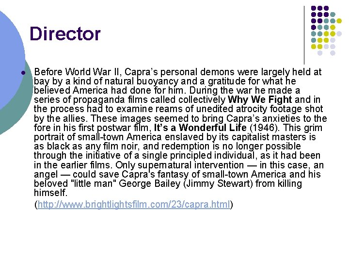 Director l Before World War II, Capra’s personal demons were largely held at bay