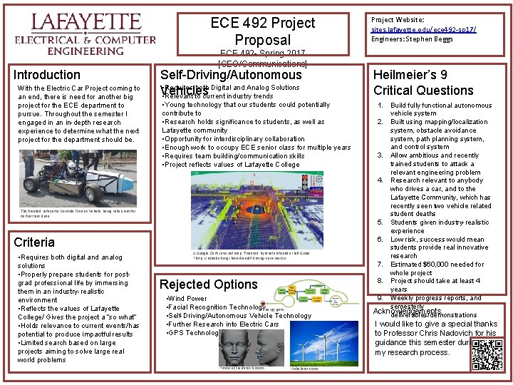 ECE 492 Project Proposal Introduction With the Electric Car Project coming to an end,