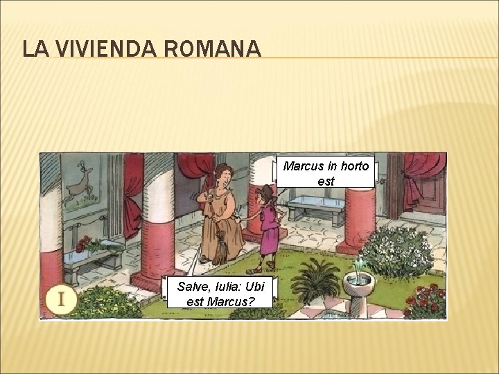 LA VIVIENDA ROMANA Marcus in horto est Salve