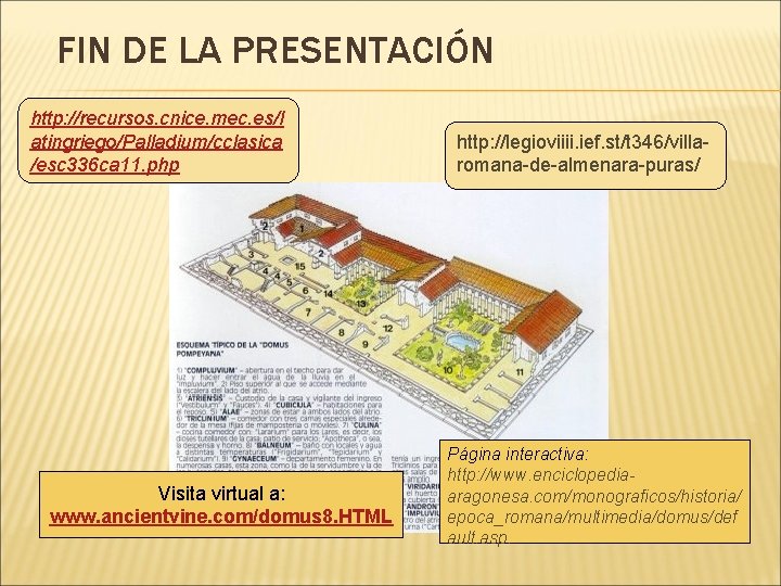 FIN DE LA PRESENTACIÓN http: //recursos. cnice. mec. es/l atingriego/Palladium/cclasica /esc 336 ca 11.