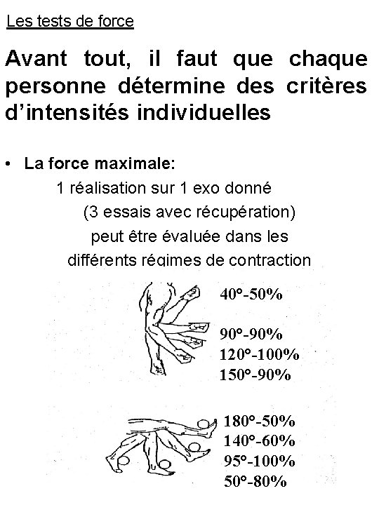 Les tests de force Avant tout, il faut que chaque personne détermine des critères