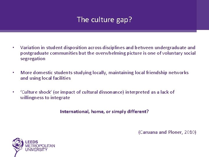 The culture gap? • Variation in student disposition across disciplines and between undergraduate and