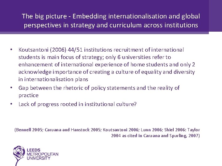 The big picture - Embedding internationalisation and global perspectives in strategy and curriculum across