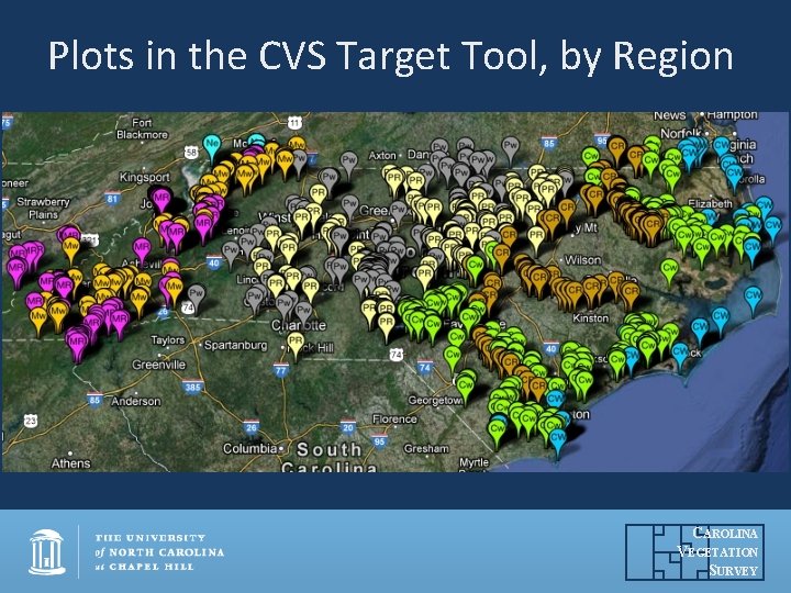 Plots in the CVS Target Tool, by Region CAROLINA VEGETATION SURVEY 