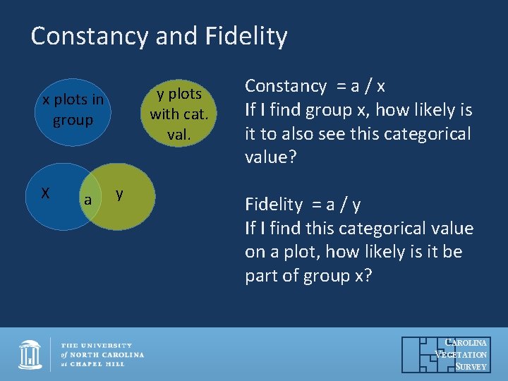 Constancy and Fidelity y plots with cat. val. x plots in group X a