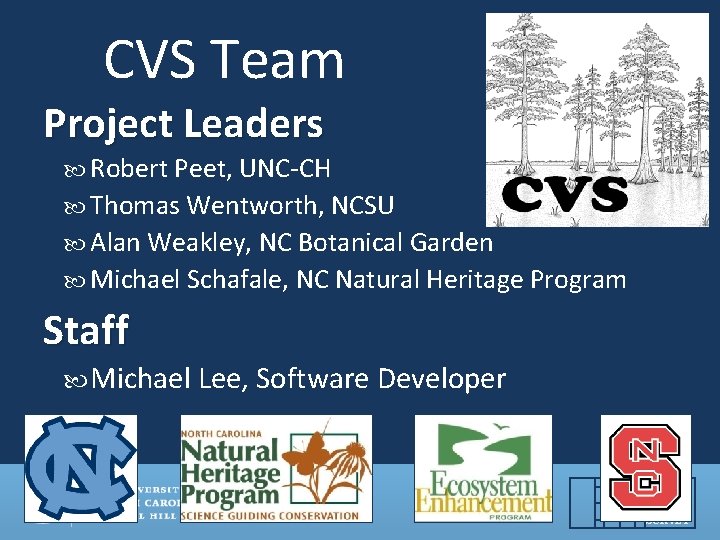 CVS Team Project Leaders Robert Peet, UNC-CH Thomas Wentworth, NCSU Alan Weakley, NC Botanical