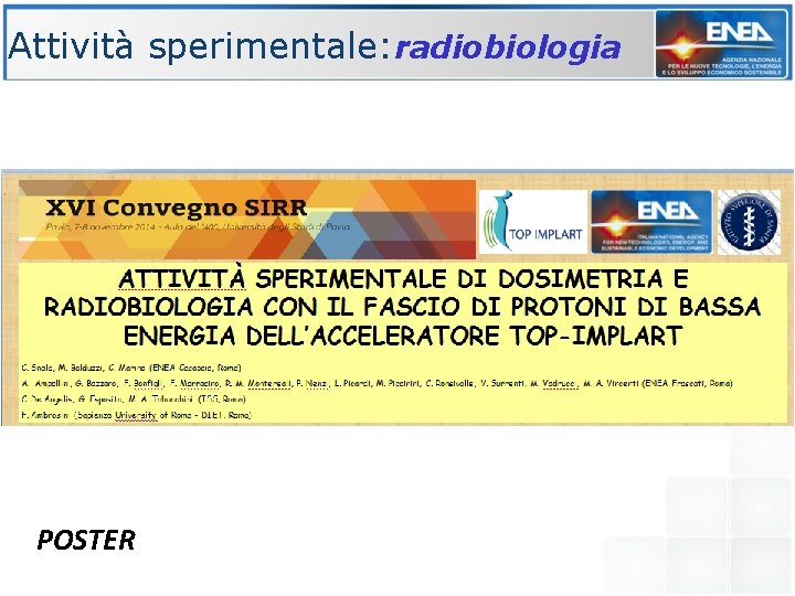 Attività sperimentale: radiobiologia POSTER 