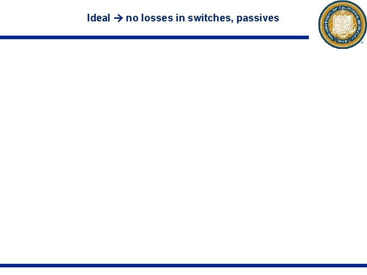 Ideal no losses in switches, passives 