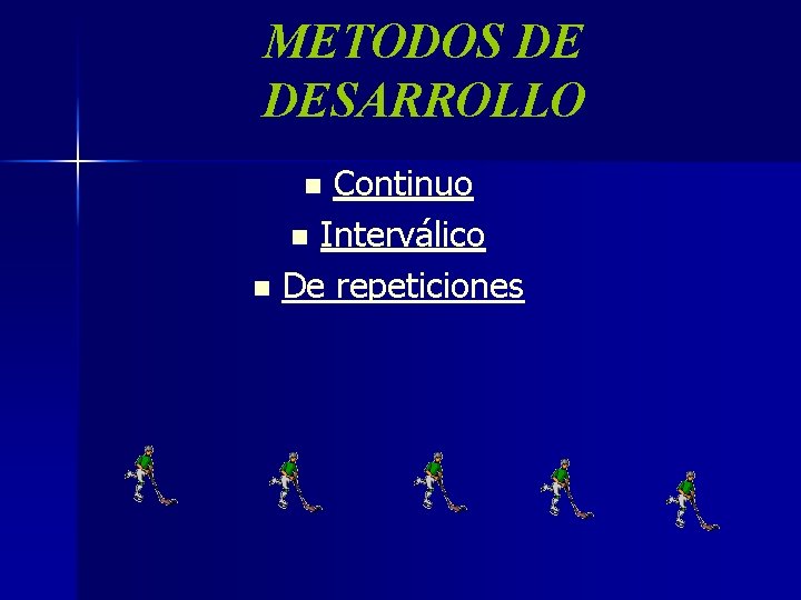 METODOS DE DESARROLLO Continuo n Interválico n De repeticiones n 
